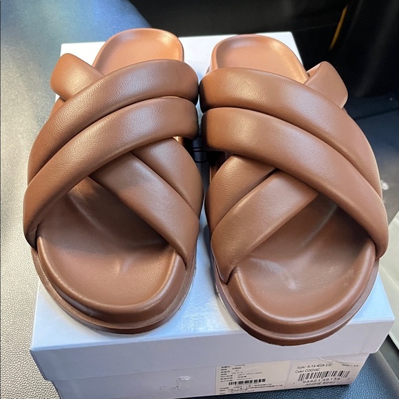 Anine Bing Lizzie Slide Sandal Cognac Brown Tan 39 - Picture 6 of 10